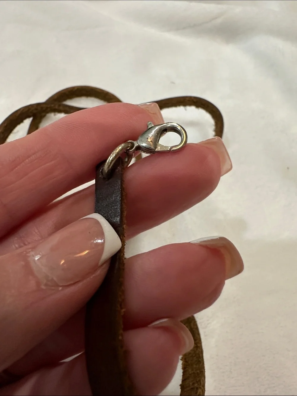Brown Leather Wrap Bracelet with Silver Ring